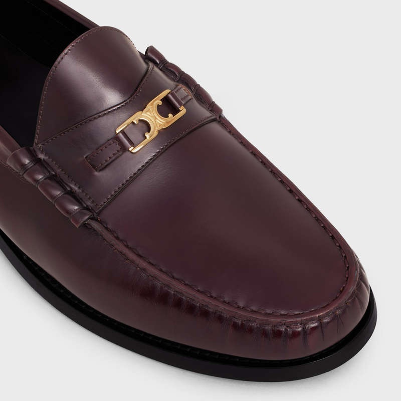 Celine Luco Triomphe In Polished Bullskin Loafers Bordeaux | CL-591885