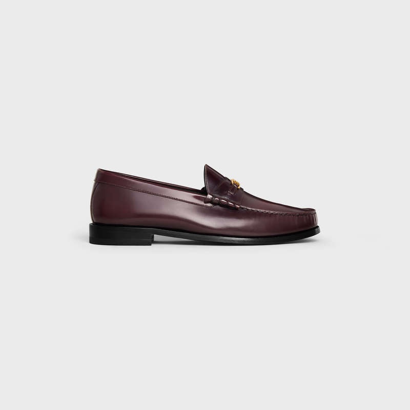 Celine Luco Triomphe In Polished Bullskin Loafers Bordeaux | CL-591885