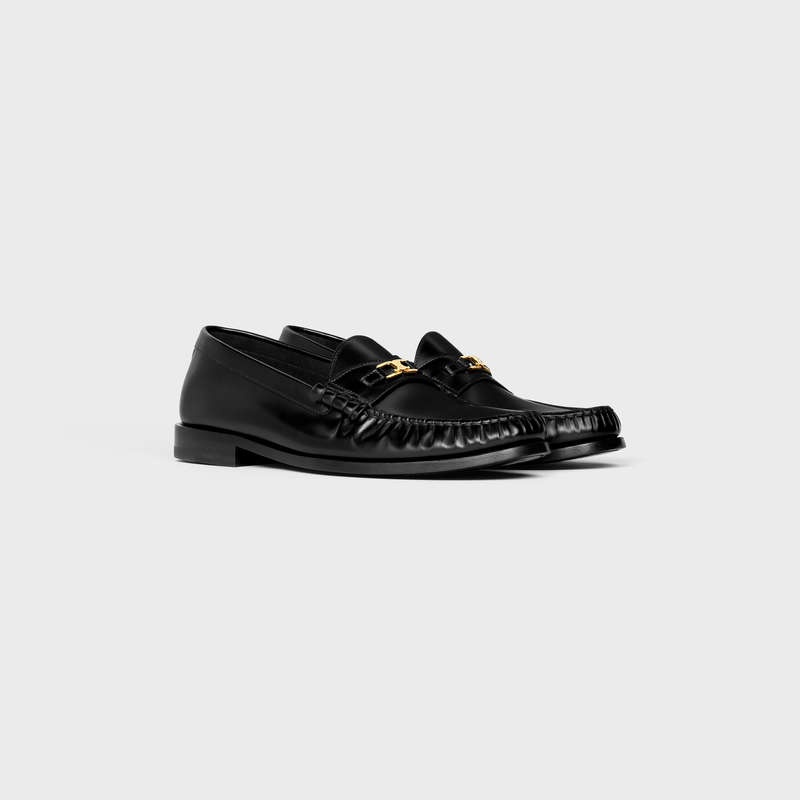 Celine Luco Triomphe In Polished Bullskin Loafers Zwart | CL-591884