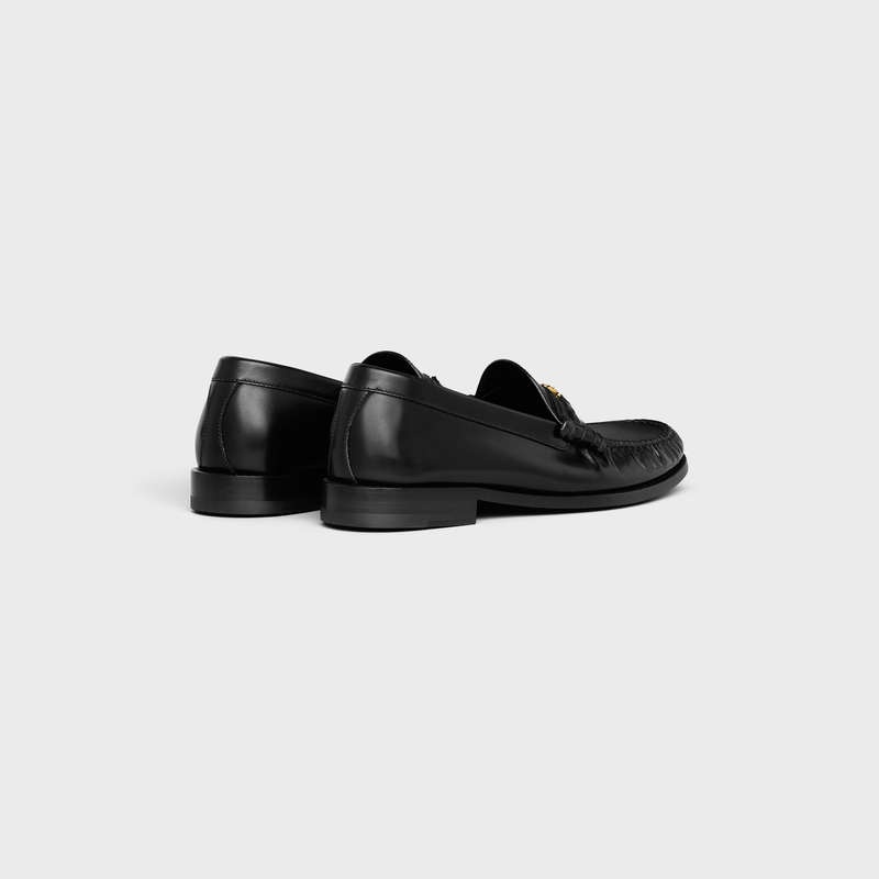 Celine Luco Triomphe In Polished Bullskin Loafers Zwart | CL-591884