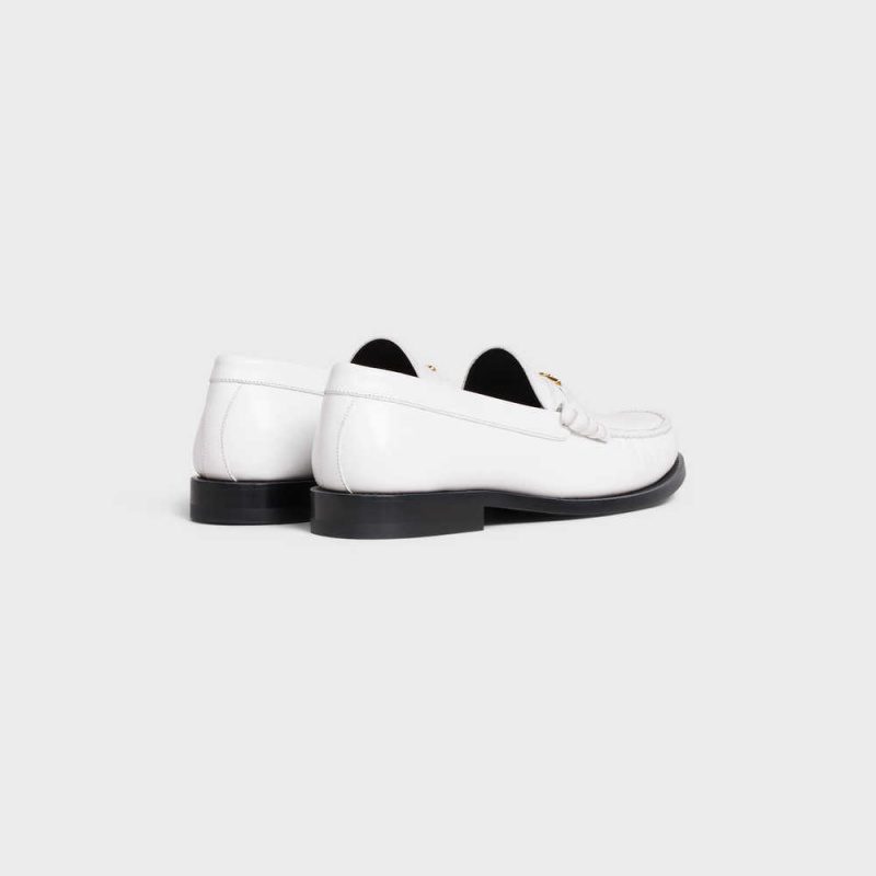 Celine Luco Triomphe In Polished Bullskin Loafers Wit | CL-592527