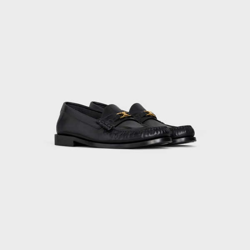 Celine Luco Triomphe In Polished Calfskin Loafers Zwart | CL-592526