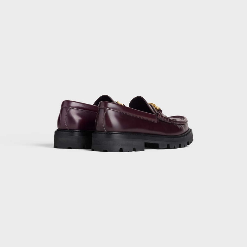 Celine Margaret With Triomphe Chain In Polished Bull Loafers Bordeaux | CL-592522