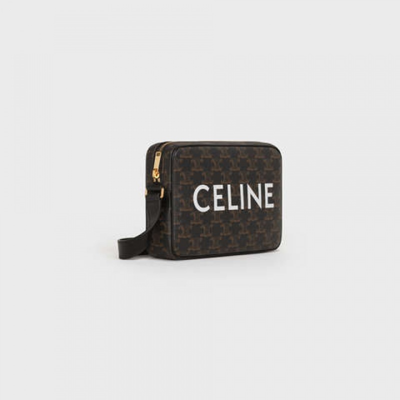 Celine Medium Bag In Triomphe Canvas With Celine Print Boodschappentassen Zwart | CL-591856