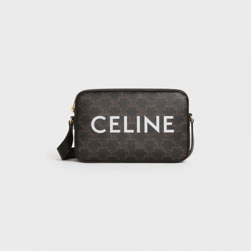 Celine Medium Bag In Triomphe Canvas With Celine Print Boodschappentassen Zwart | CL-591856