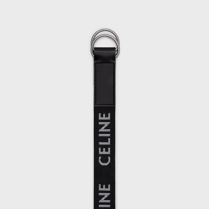 Celine Medium Double In Jacquard Textiel And Calfskin Riemen Zwart | CL-591777