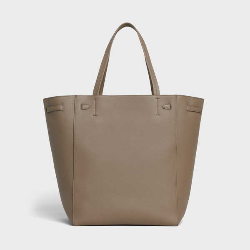 Celine Medium Phantom In Soft Grained Calfskin Cabas Grijs Bruin | CL-593096