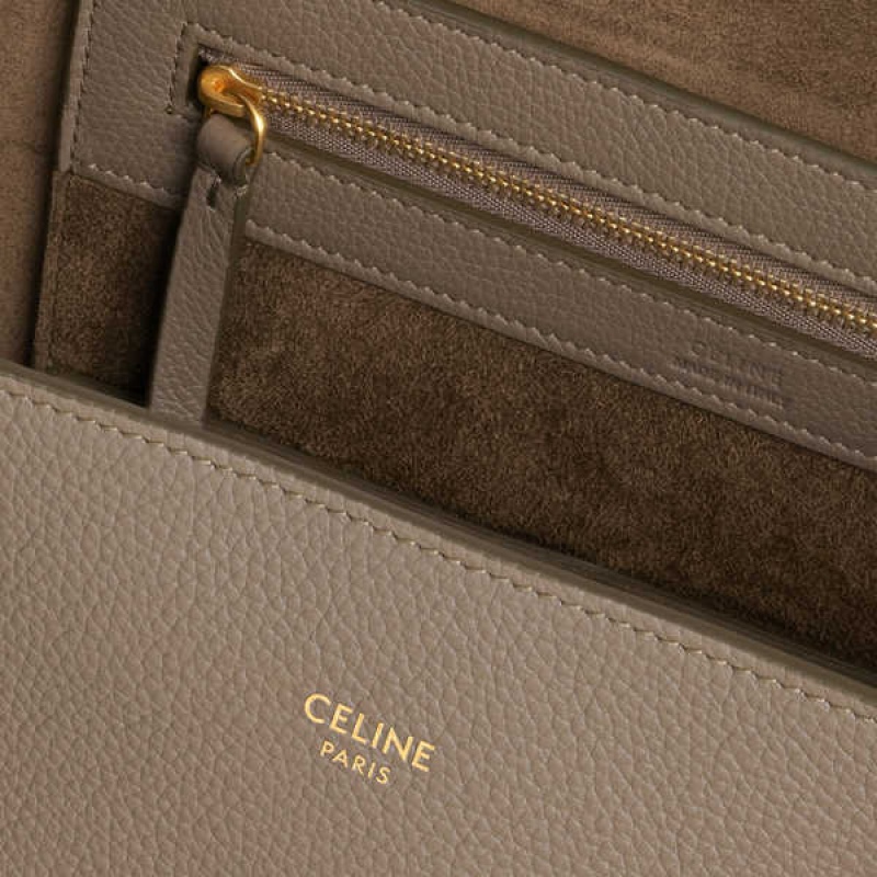 Celine Medium Phantom In Soft Grained Calfskin Cabas Grijs Bruin | CL-593096