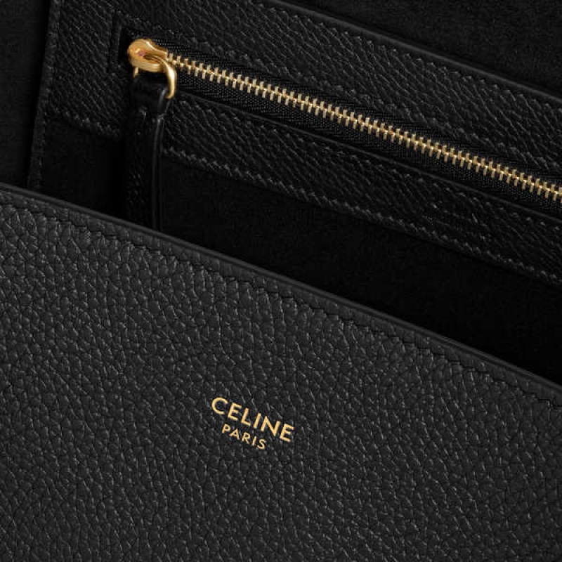 Celine Medium Phantom In Soft Grained Calfskin Cabas Zwart | CL-593094