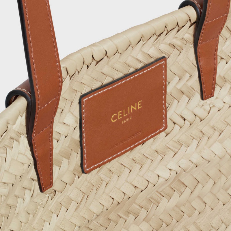 Celine Medium Triomphe Klassieke In Palm Leaves And Calfskin Panier Bruin | CL-593069