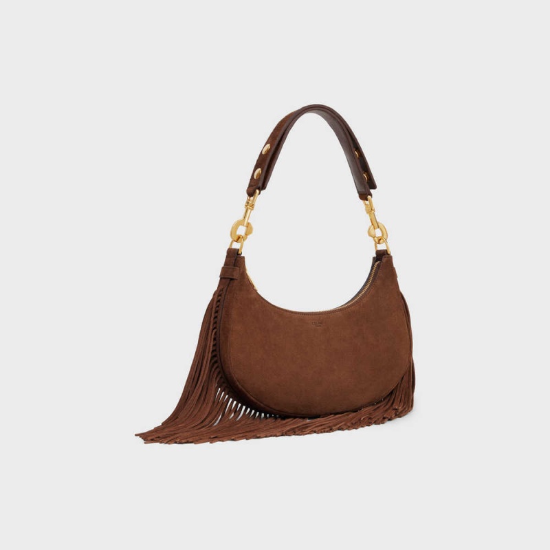 Celine Mediumstrap Bag With Fringes In Suede Calfskin Ava Bruin | CL-593099