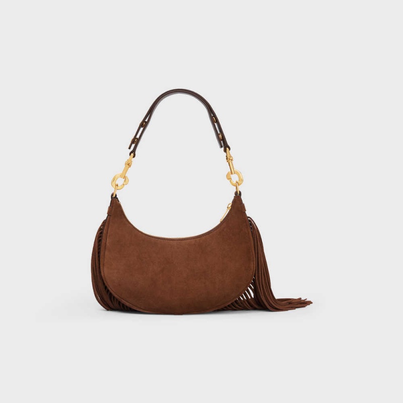 Celine Mediumstrap Bag With Fringes In Suede Calfskin Ava Bruin | CL-593099