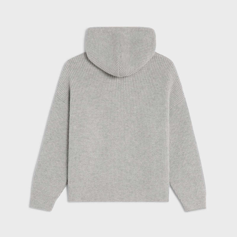 Celine Met Capuchon In Geribbeld Wol Sweatshirts Lichtgrijs | CL-592111