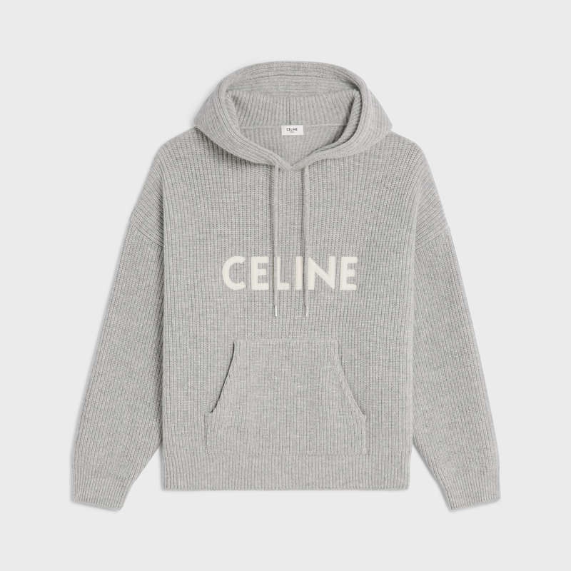 Celine Met Capuchon In Geribbeld Wol Sweatshirts Lichtgrijs | CL-592111