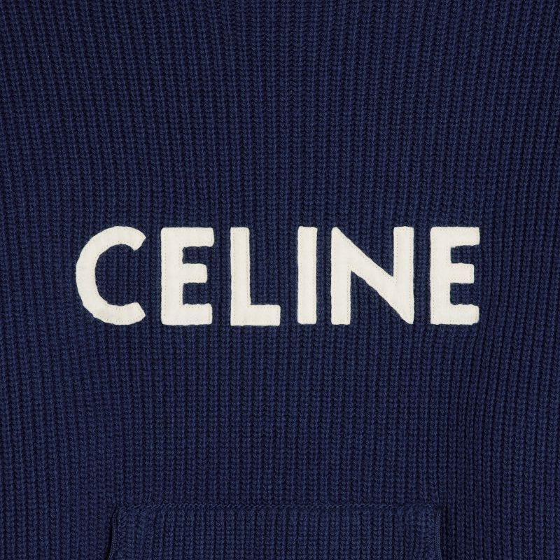 Celine Met Capuchon In Geribbeld Wol Sweatshirts Donkerblauw | CL-592110