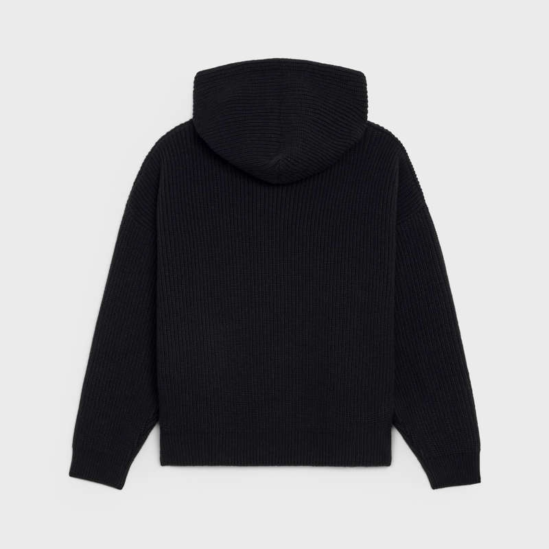 Celine Met Capuchon In Geribbeld Wol Sweatshirts Zwart | CL-592109