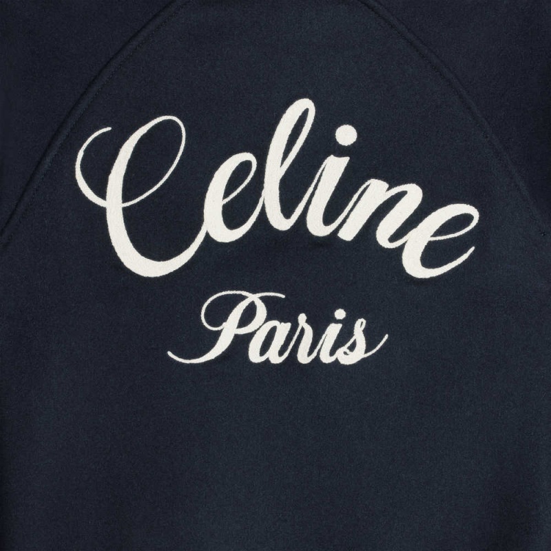 Celine Met Capuchon Teddy In Double Face Cashmere Jassen Donkerblauw | CL-592679