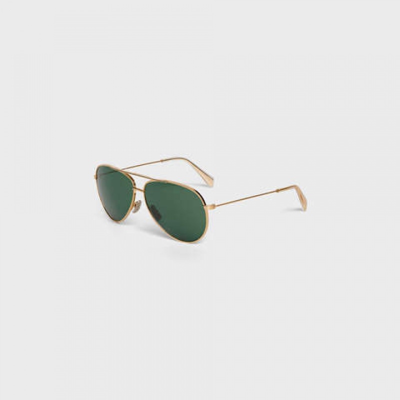 Celine Metal Frame 01 In Metal With Mineral Glass Lenses Zonnebril Goud Groen | CL-591757