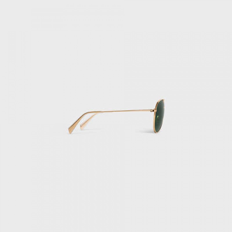 Celine Metal Frame 01 In Metal With Mineral Glass Lenses Zonnebril Goud Groen | CL-591757