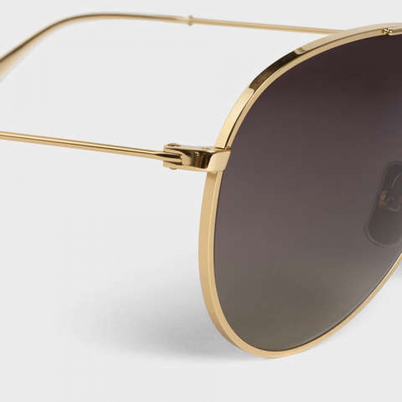 Celine Metal Frame 01 In Metal With Polarized Lenses Zonnebril Goud Grijs | CL-591758