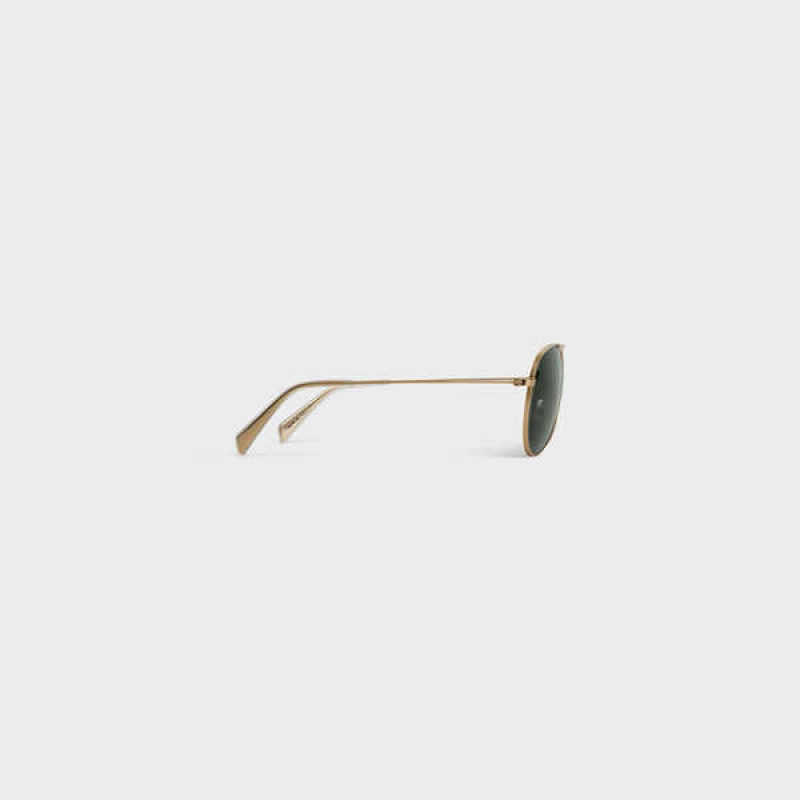 Celine Metal Frame 02 In Metal With Mineral Glass Lenses Zonnebril Goud Groen | CL-592410