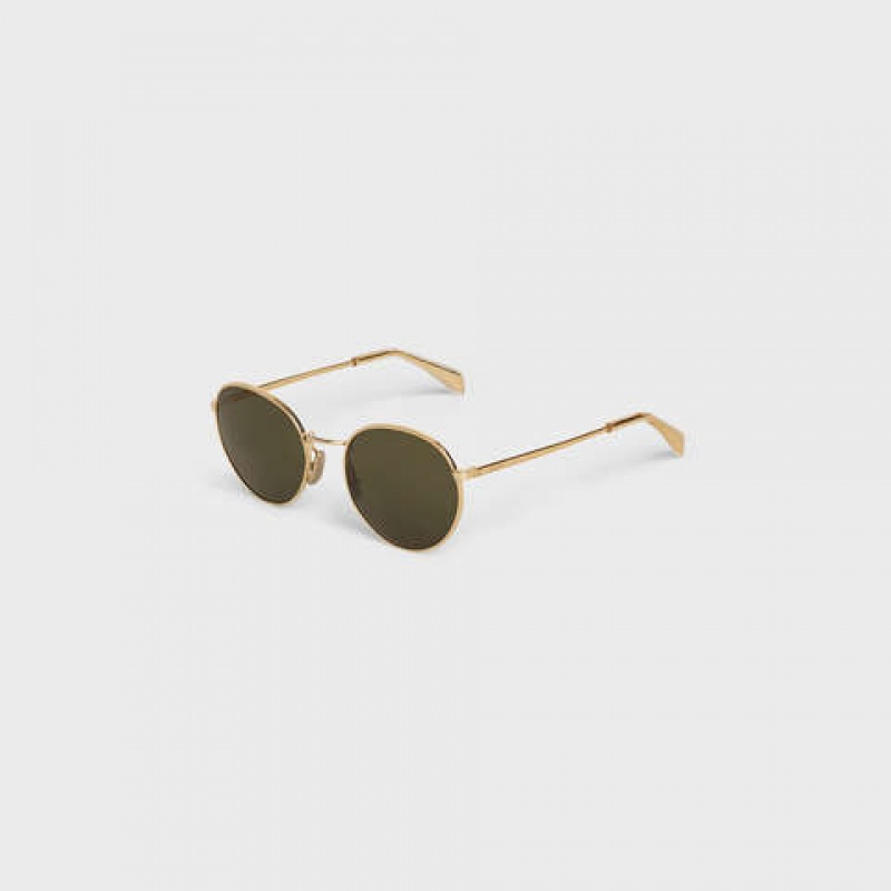 Celine Metal Frame 06 In Metal With Mineral Glass Lenses Zonnebril Goud Groen | CL-591759