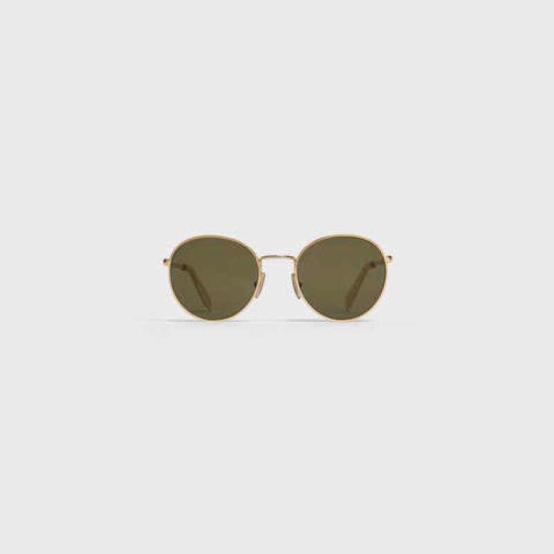 Celine Metal Frame 06 In Metal With Mineral Glass Lenses Zonnebril Goud Groen | CL-591759