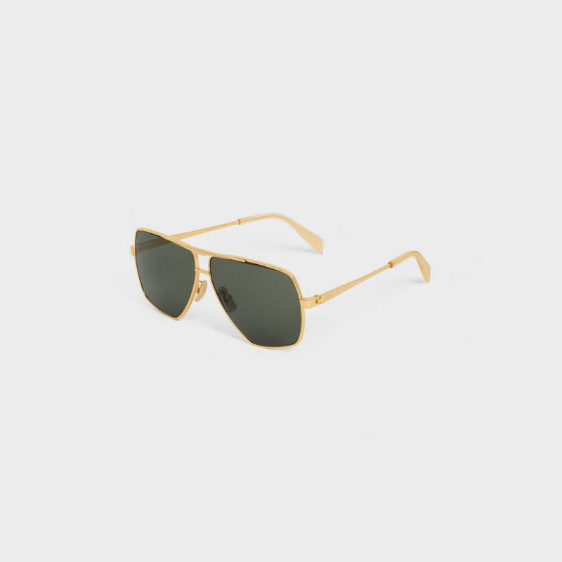 Celine Metal Frame 24 In Metal Zonnebril Goud Groen | CL-592409