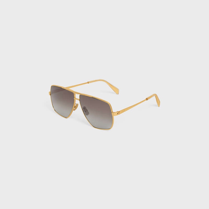 Celine Metal Frame 25 In Metal With Polarized Lenses Zonnebril Goud Bruin | CL-591755