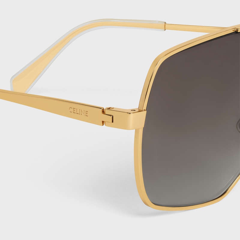 Celine Metal Frame 25 In Metal With Polarized Lenses Zonnebril Goud Bruin | CL-591755