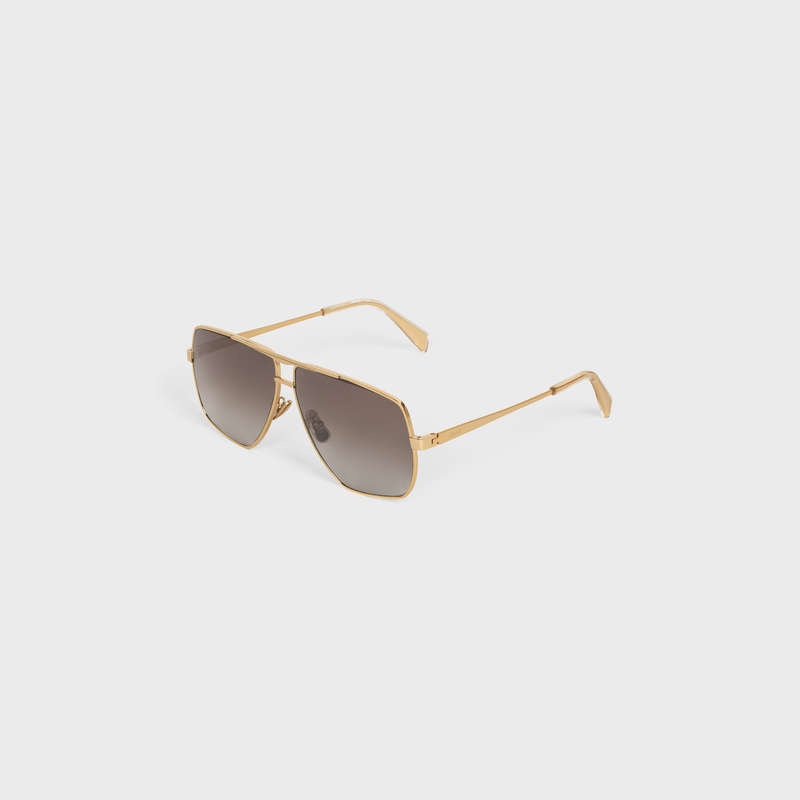 Celine Metal Frame 25 In Metal With Polarized Lenses Zonnebril Goud Bruin | CL-591754