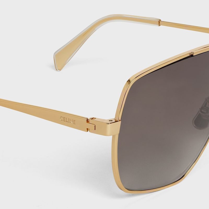 Celine Metal Frame 25 In Metal With Polarized Lenses Zonnebril Goud Bruin | CL-591754