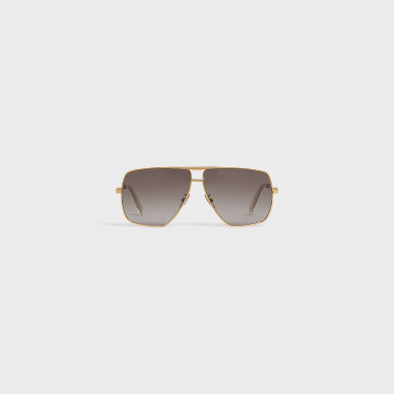 Celine Metal Frame 25 In Metal With Polarized Lenses Zonnebril Goud Bruin | CL-591754