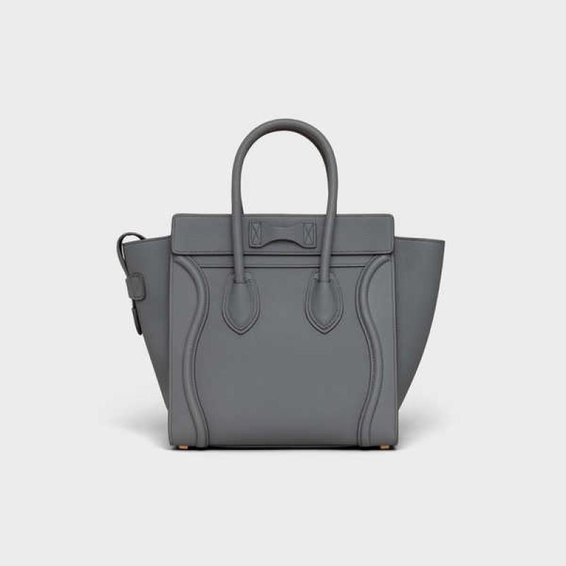 Celine Micro Handbag In Baby Drummed Calfskin Luggage Grijs | CL-593052