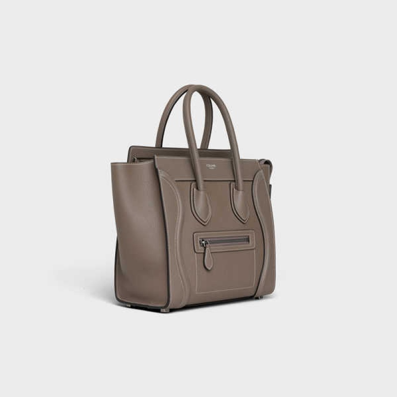 Celine Micro Handbag In Drummed Calfskin Luggage Bruin | CL-593053