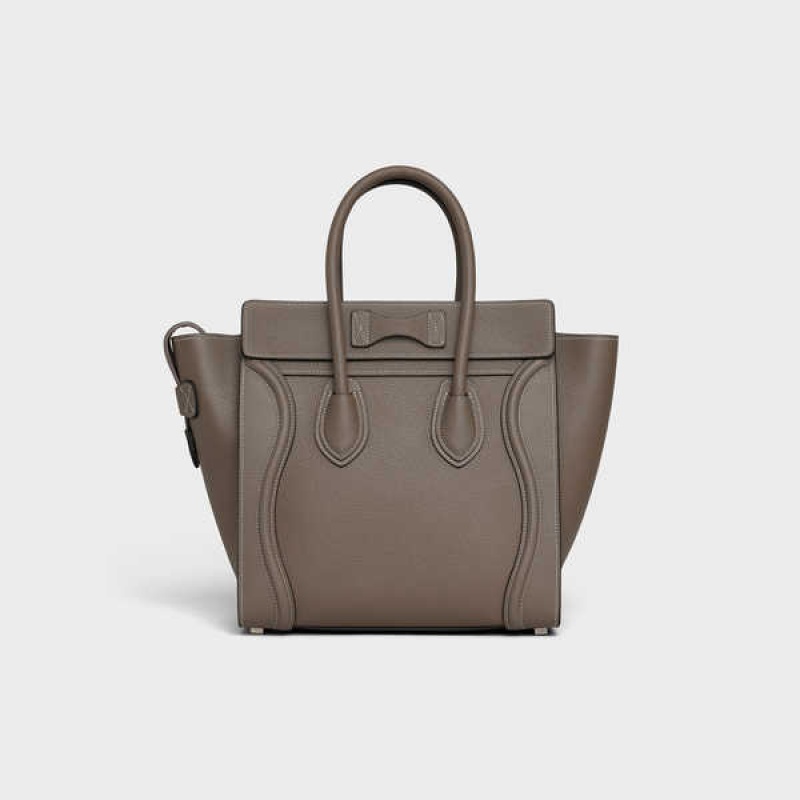 Celine Micro Handbag In Drummed Calfskin Luggage Bruin | CL-593053