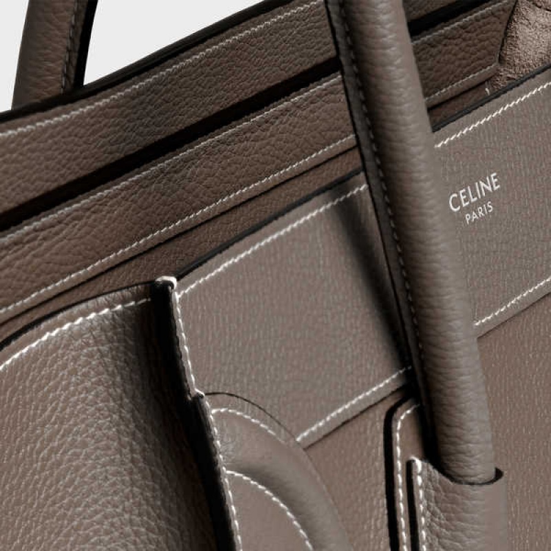 Celine Micro Handbag In Drummed Calfskin Luggage Bruin | CL-593053