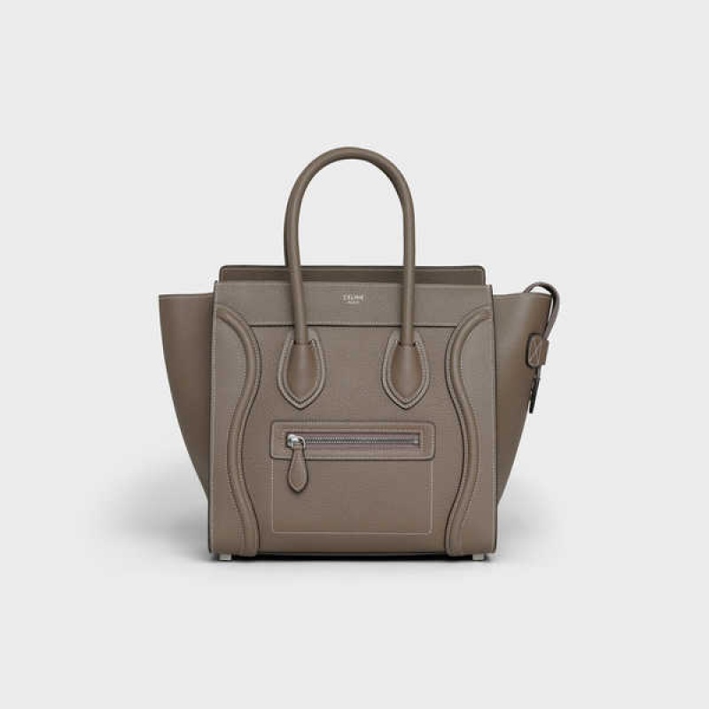 Celine Micro Handbag In Drummed Calfskin Luggage Bruin | CL-593053