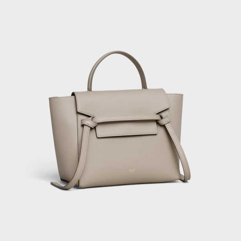 Celine Micro In Grained Calfskin Heuptas Lichtgrijs Bruin | CL-593063