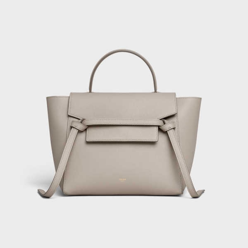 Celine Micro In Grained Calfskin Heuptas Lichtgrijs Bruin | CL-593063