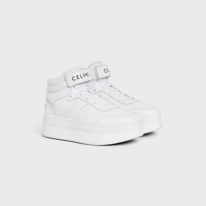 Celine Mid Block Sneakers With Klittenband And Wedge In Calfskin Sneakers Wit | CL-592545