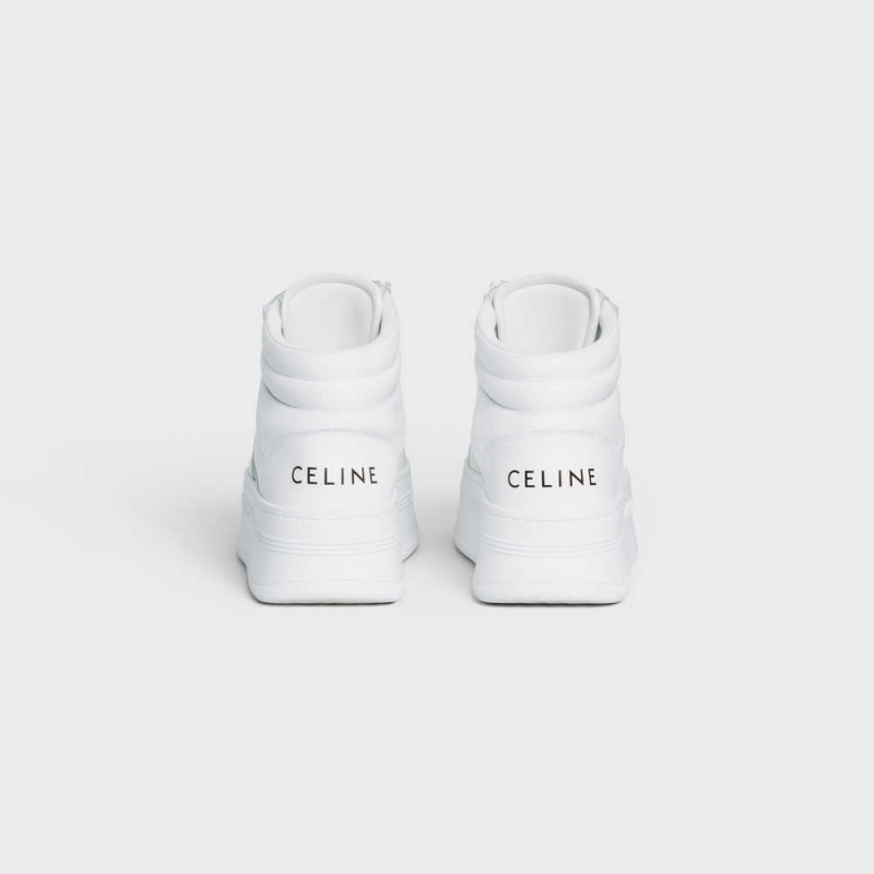 Celine Mid Block Sneakers With Klittenband And Wedge In Calfskin Sneakers Wit | CL-592545