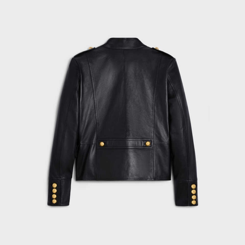 Celine Military Blouson In Soft Leather Zwart | CL-592613