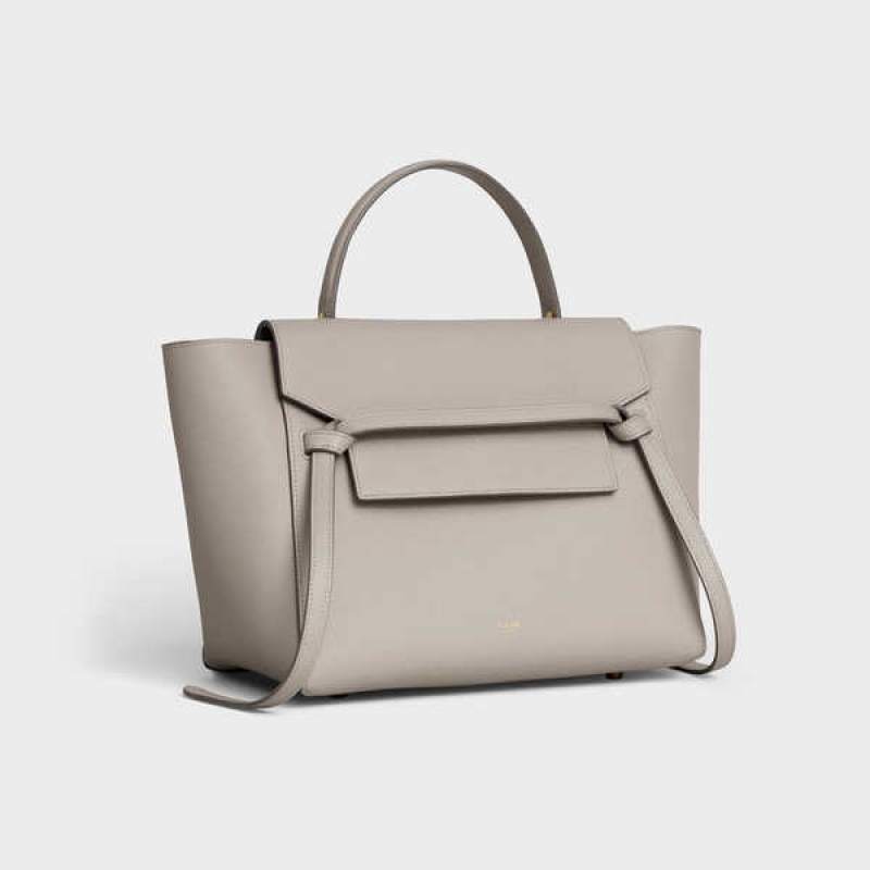 Celine Mini In Grained Calfskin Heuptas Lichtgrijs Bruin | CL-593066