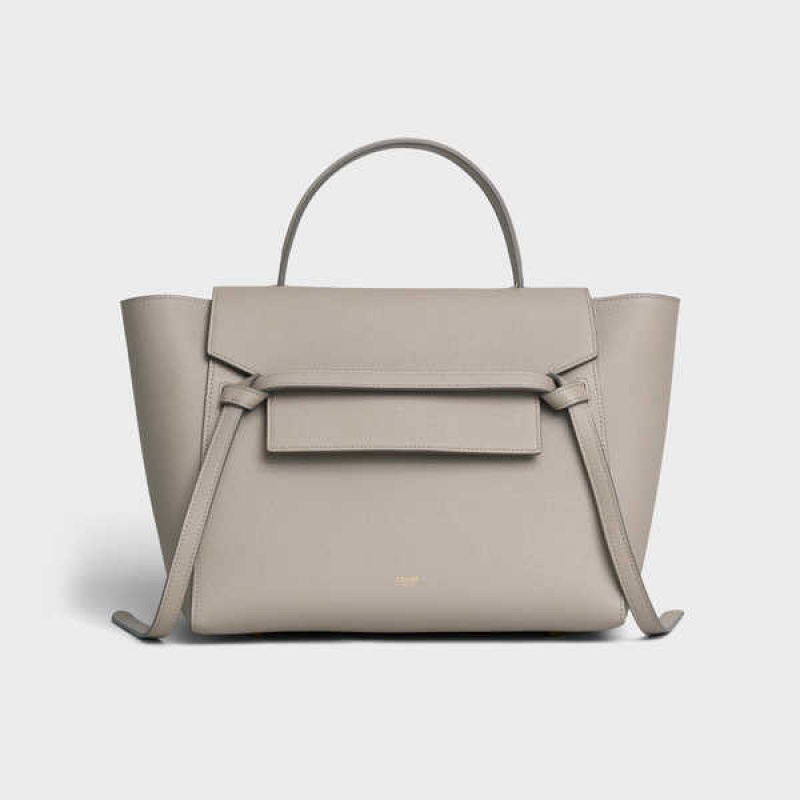 Celine Mini In Grained Calfskin Heuptas Lichtgrijs Bruin | CL-593066