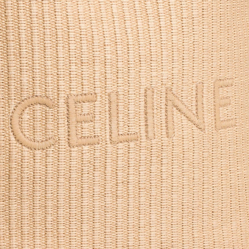 Celine Museum Bag In Raffia Effect Textiel With Celine Embroidery Cabas Beige Bruin | CL-591835