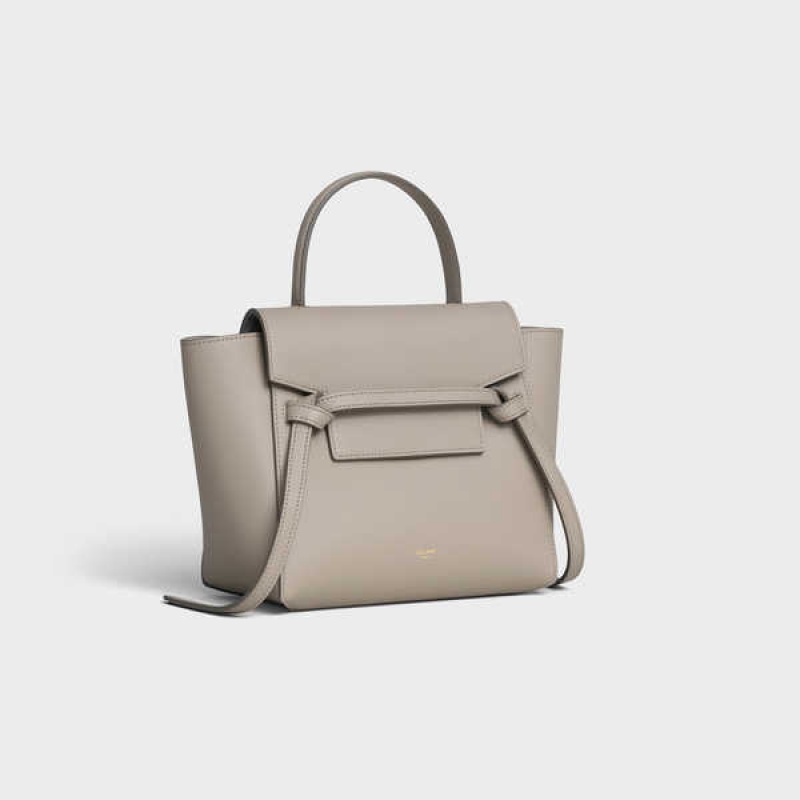 Celine Nano In Grained Calfskin Heuptas Lichtgrijs Bruin | CL-593058