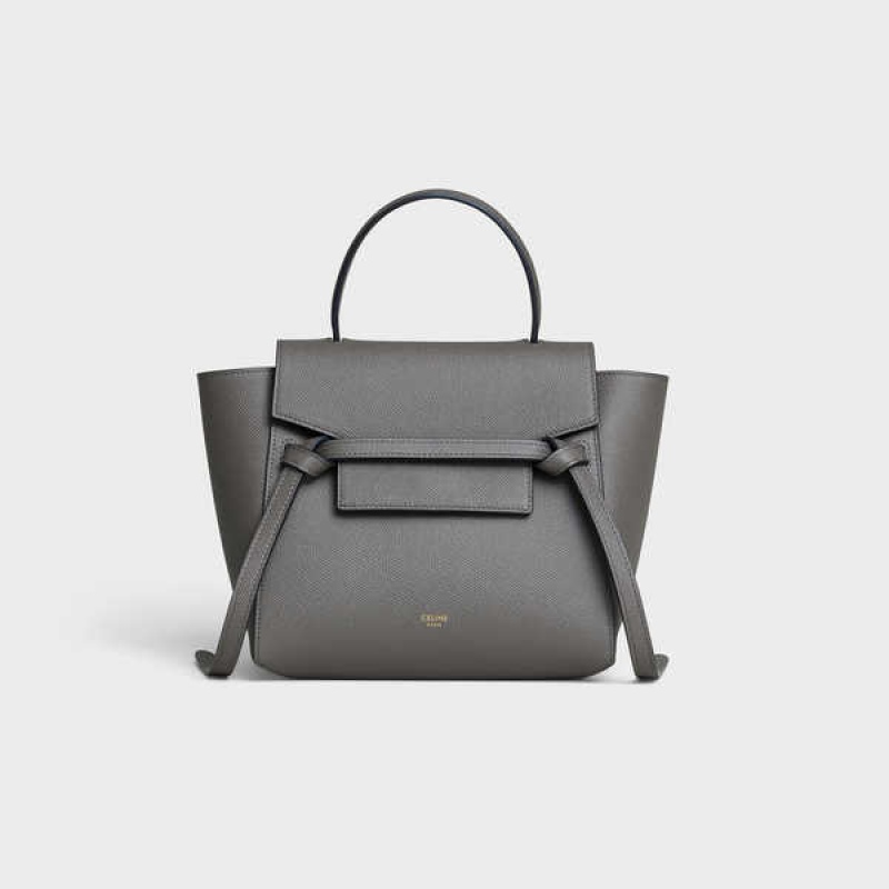 Celine Nano In Grained Calfskin Heuptas Grijs | CL-593057