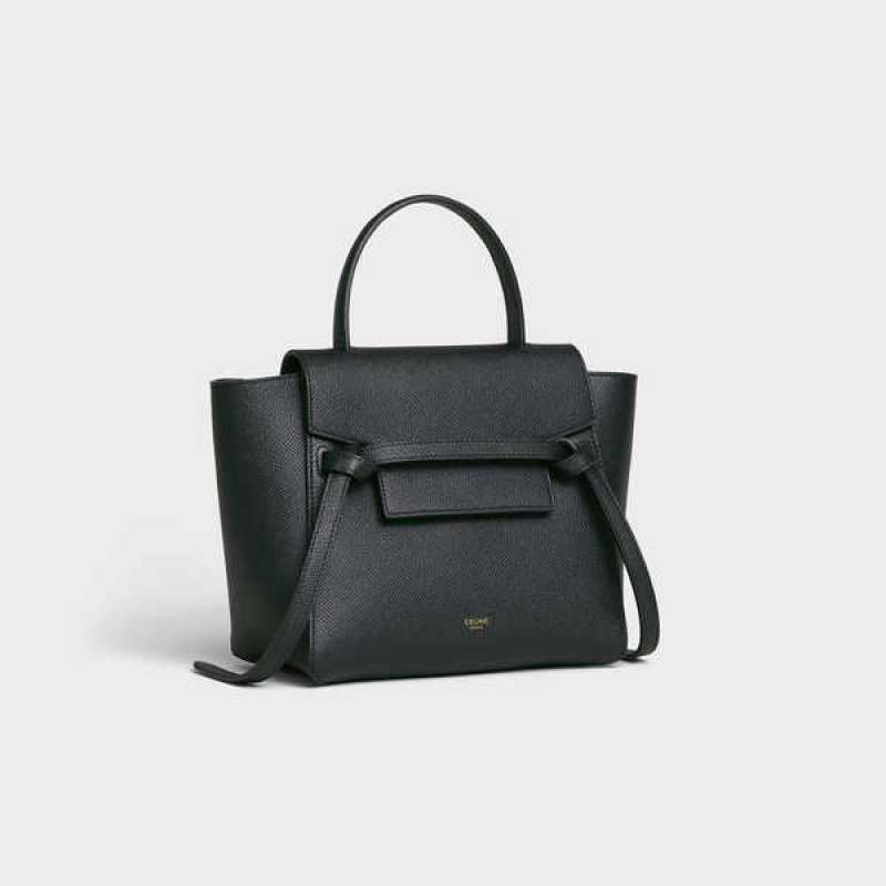 Celine Nano In Grained Calfskin Heuptas Zwart | CL-593055