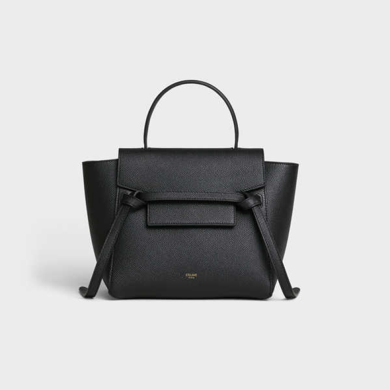 Celine Nano In Grained Calfskin Heuptas Zwart | CL-593055